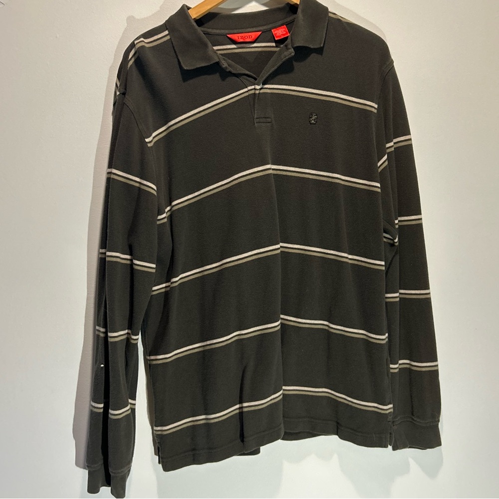 Vintage Izod Striped Grey Polo